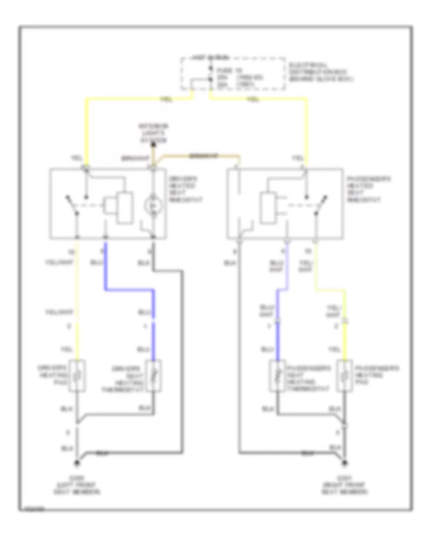 Электросхема подогрева сидений для Saab 1992 9000
