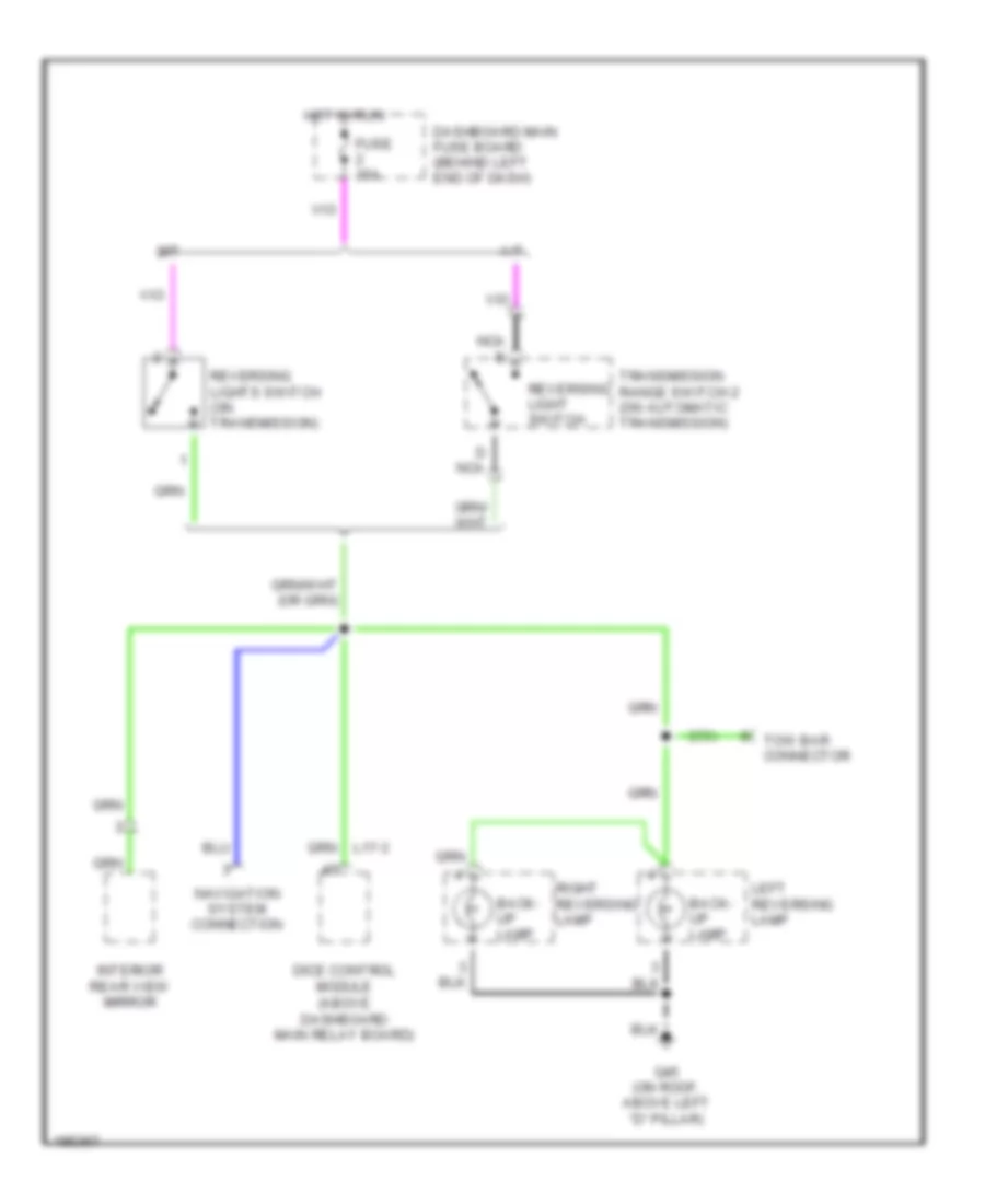 Back-up Lamps Wiring Diagram, 5 Door for Saab 9-5 Linear 2004