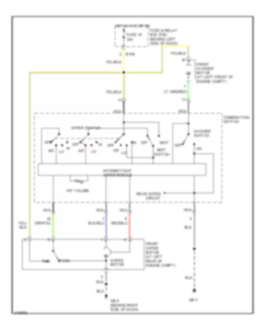 Front Wiper Washer Wiring Diagram for Saab 9 2X Aero 2005