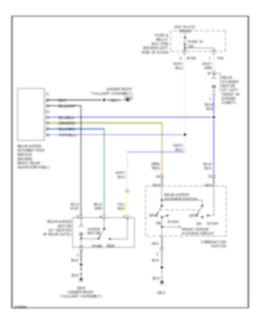 Электросхема заднего стеклоочистителя дворника и омывателя для Saab 9-2X Linear 2005