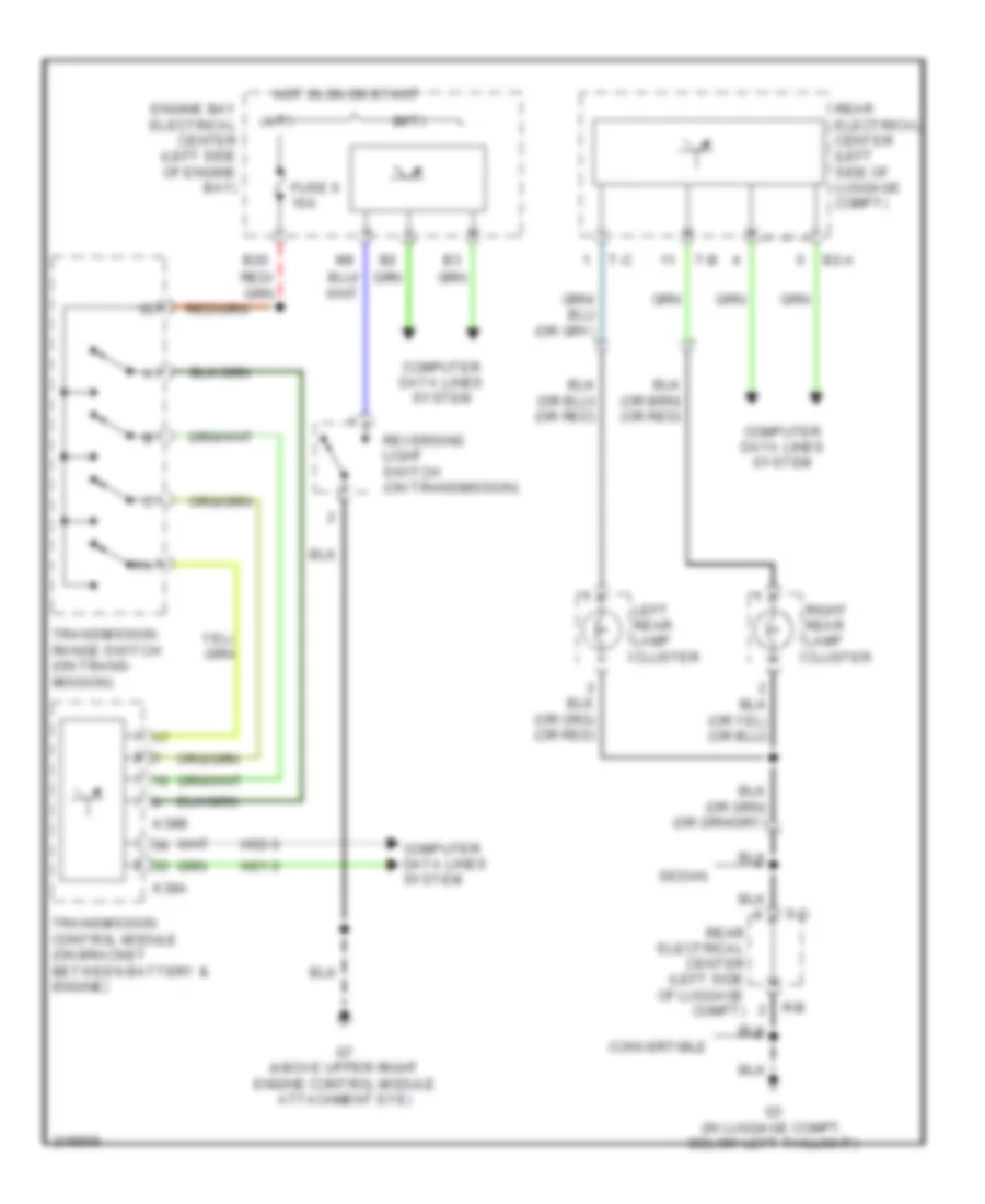 Back up Lamps Wiring Diagram for Saab 9 3 Linear 2005