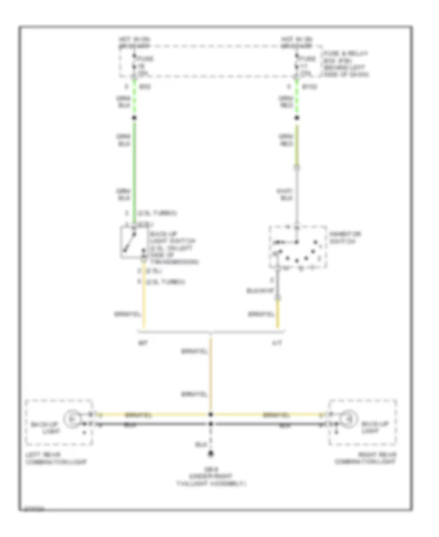 Back up Lamps Wiring Diagram for Saab 9 2X 2 5i 2006