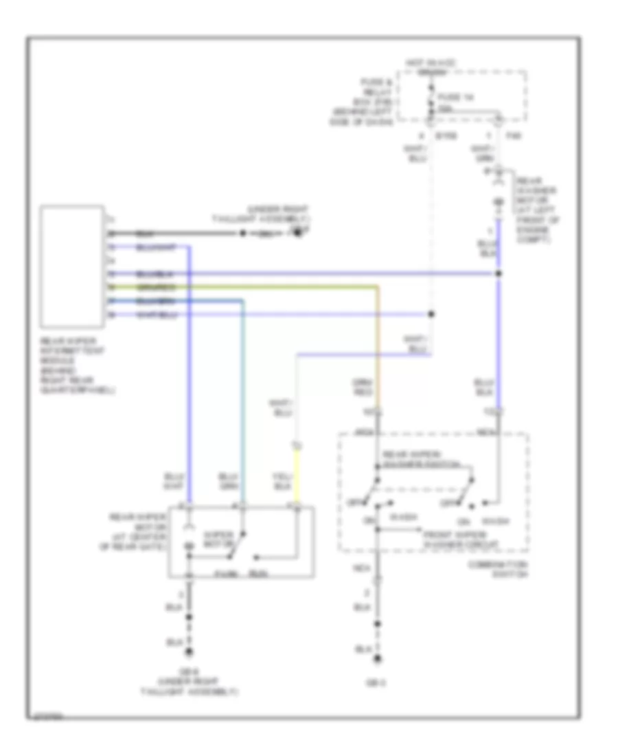 Электросхема заднего стеклоочистителя дворника и омывателя для Saab 9-2X Aero 2006