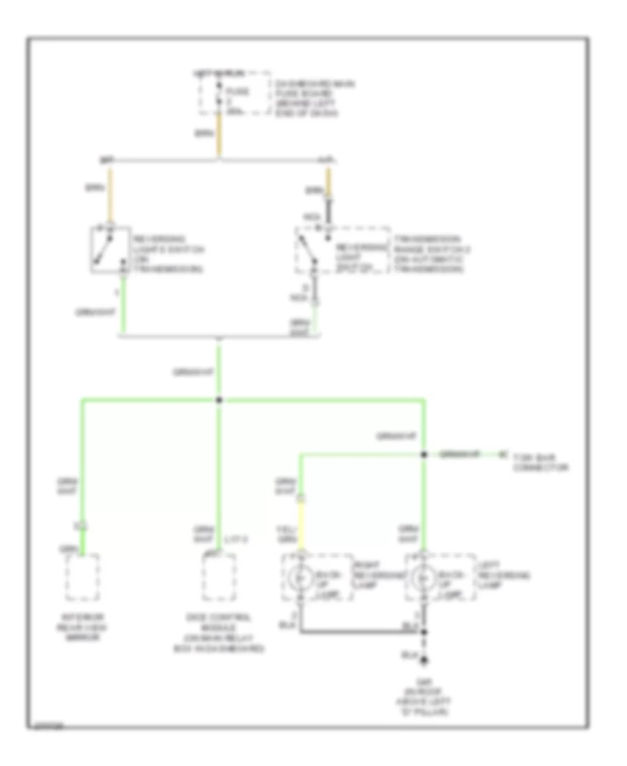 Back-up Lamps Wiring Diagram, 5 Door for Saab 9-5 2007