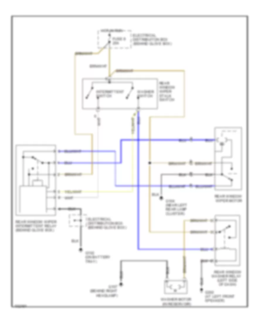 Электросхема заднего стеклоочистителя и омывателя стекла для Saab CSE 1993 9000
