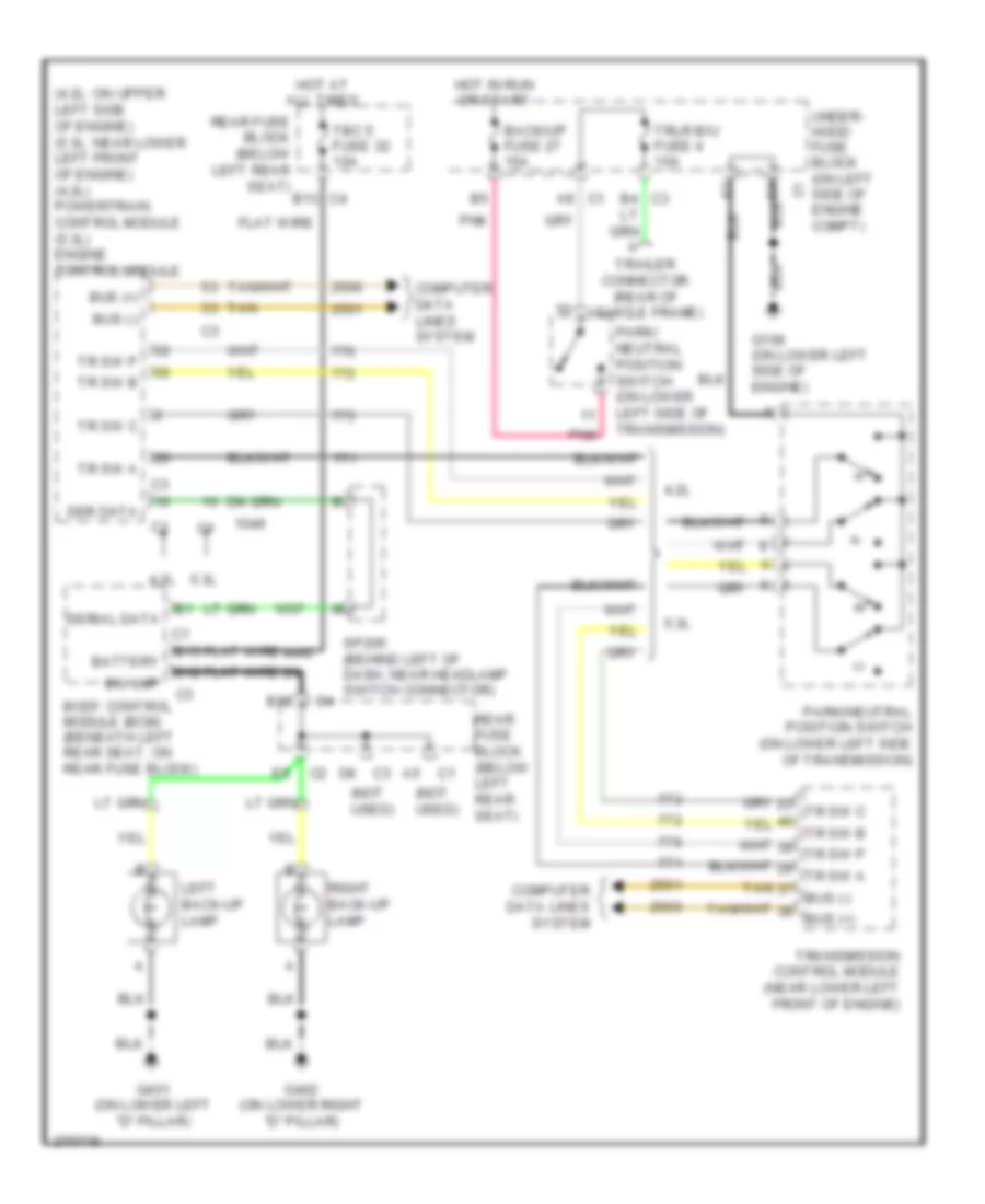 Back up Lamps Wiring Diagram for Saab 9 7X 5 3i 2007