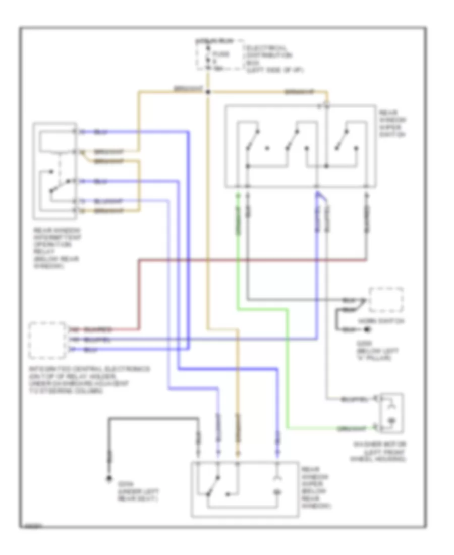 Электросхема заднего стеклоочистителя дворника и омывателя для Saab 900 Commemorative 1994
