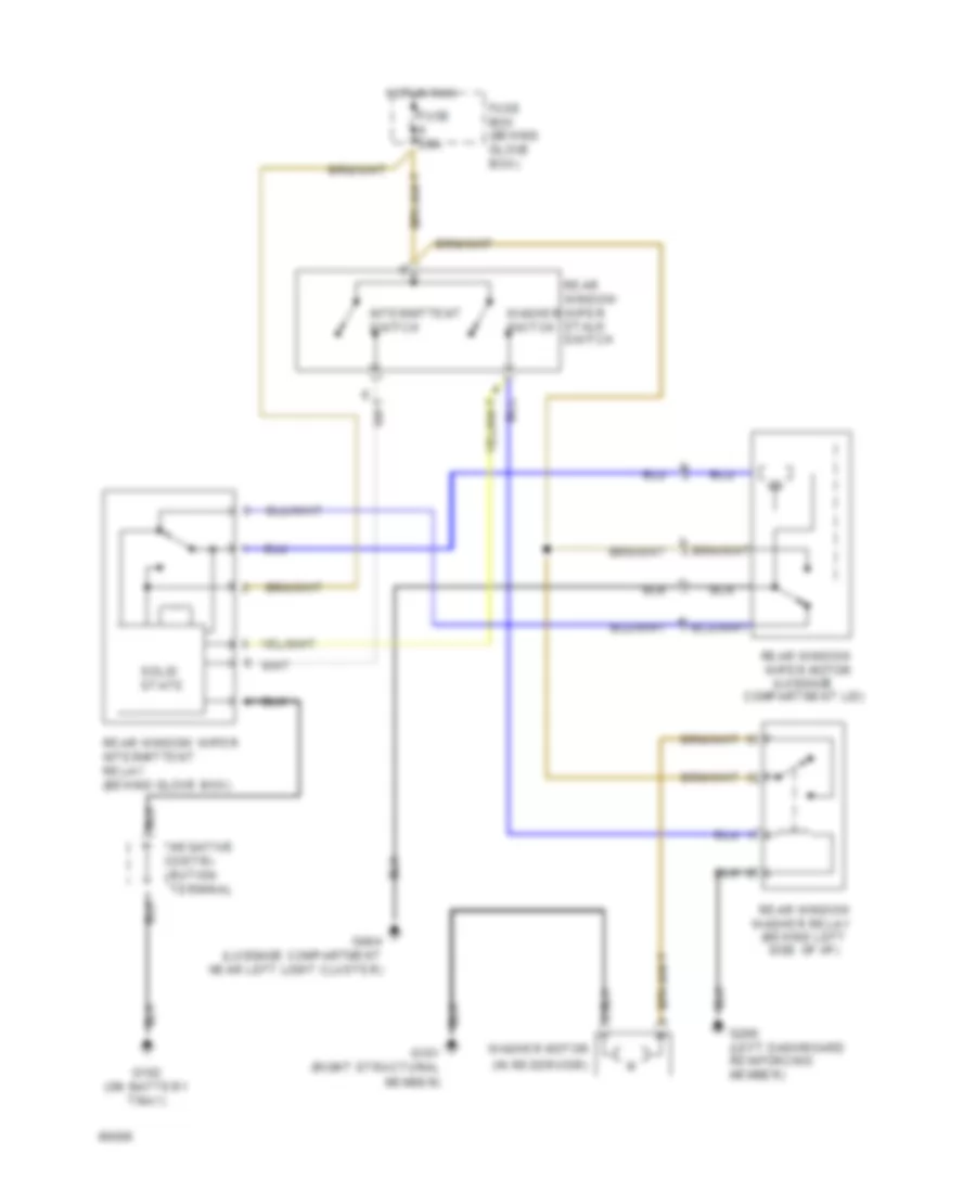 Электросхема заднего стеклоочистителя дворника и омывателя для Saab CDE 1994 9000