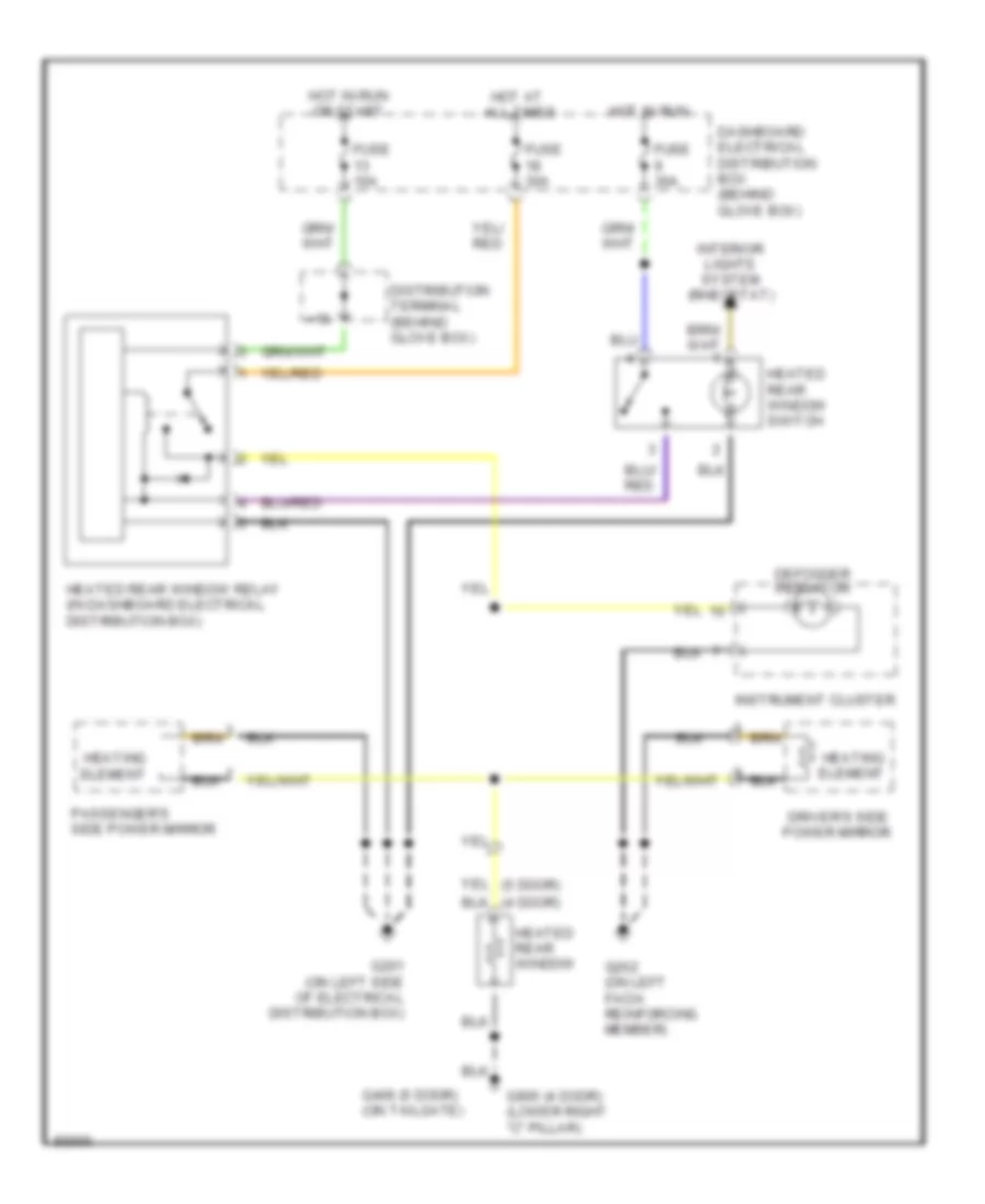 Defogger Wiring Diagram, without Auto AC for Saab 9000 CDE 1995