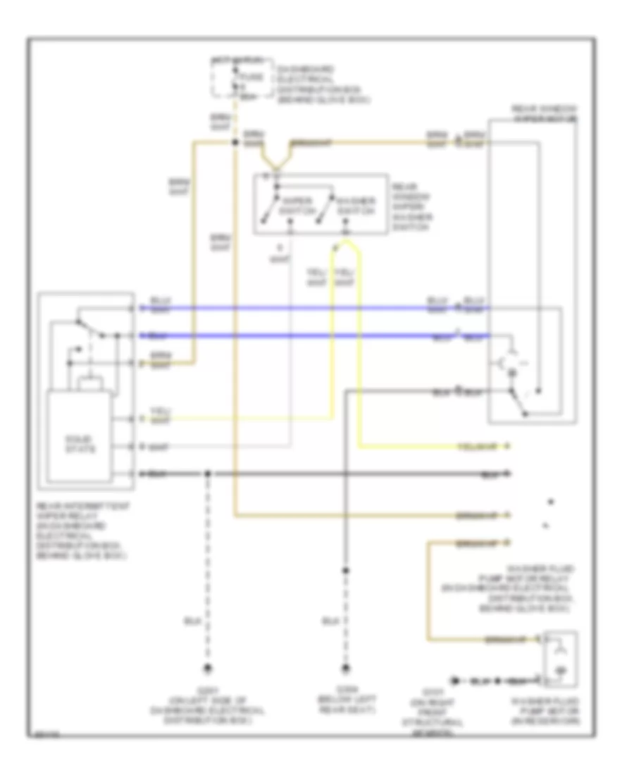 Электросхема заднего стеклоочистителя дворника и омывателя для Saab CSE 1996 9000