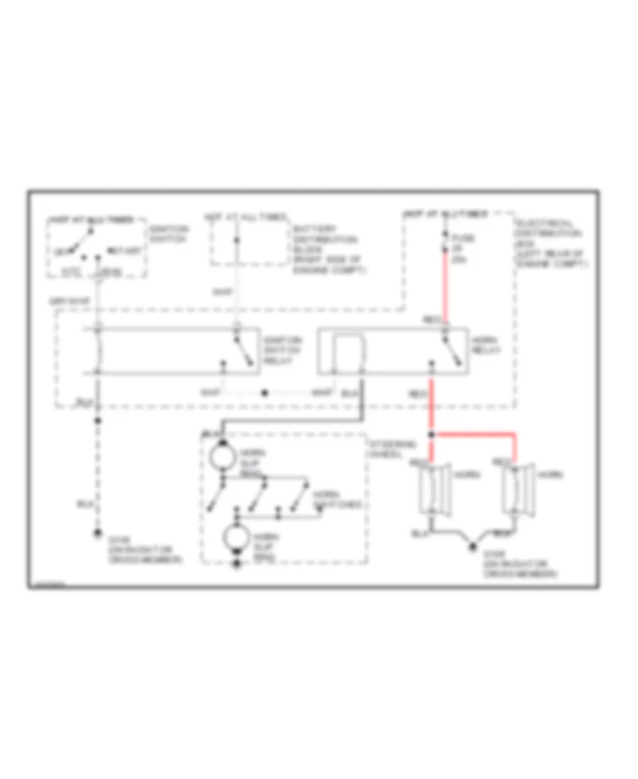 Horn Wiring Diagram for Saab 900 SPG 1990
