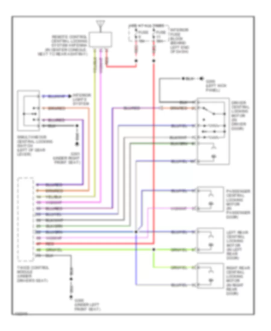 Power Door Lock Wiring Diagram for Saab 9 5 SE 2000