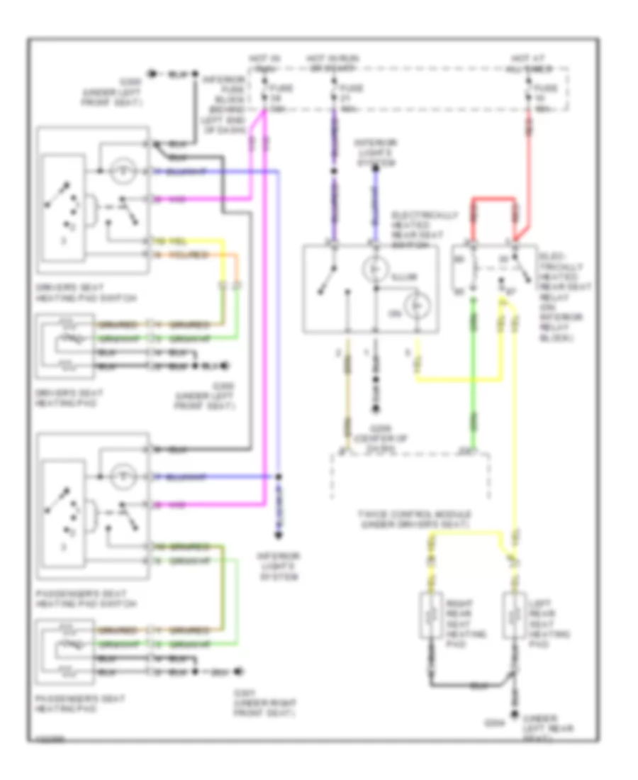 Heated Seats Wiring Diagram for Saab 9 5 SE 2000