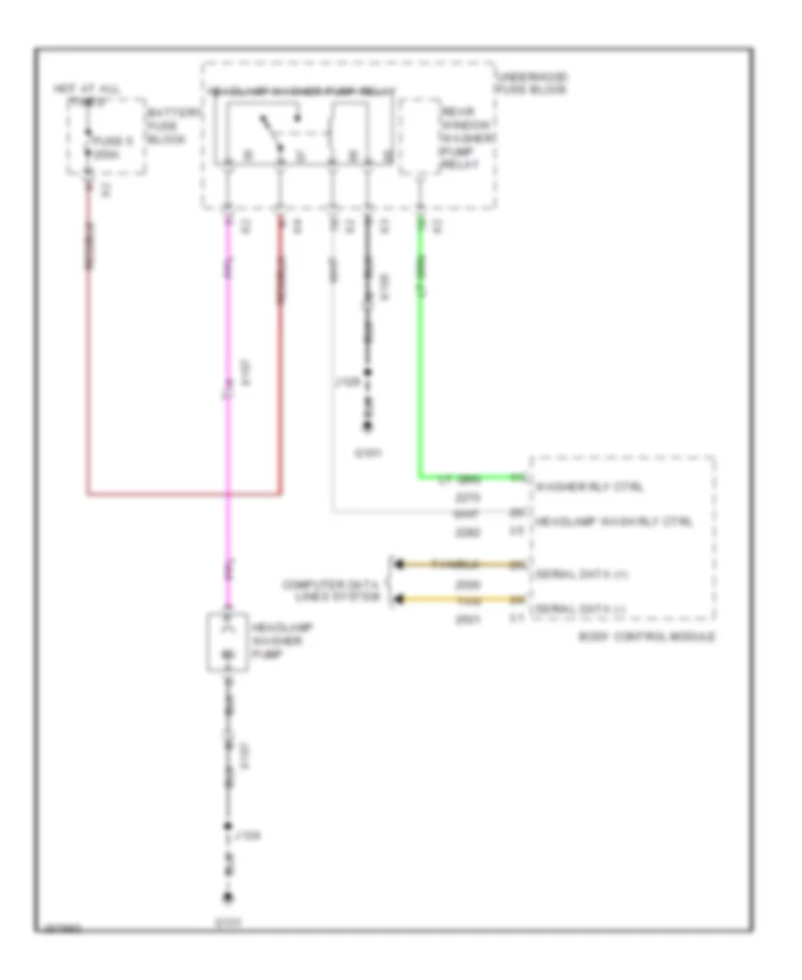 Электросхема стеклоочистителя, дворников и омывателя, без Датчик дождя для Saab 9-4X 3.0i Premium 2011