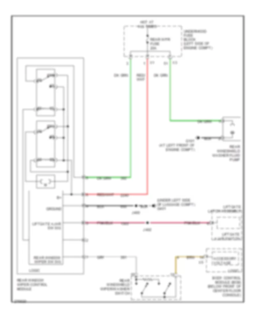 Электросхема заднего стеклоочистителя дворника и омывателя для Saturn Vue Green Line 2008