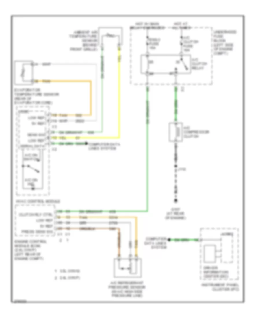 2.4L VIN P, Compressor Wiring Diagram, with Manual AC for Saturn Vue Green Line 2008