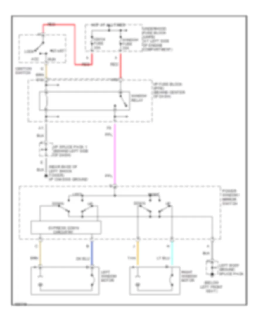 Power Window Wiring Diagram for Saturn SC1 2002