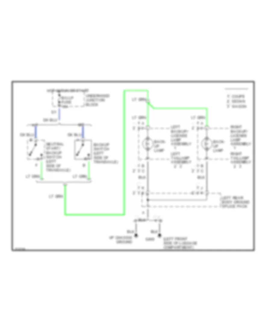 Back up Lamps Wiring Diagram for Saturn SL2 1994