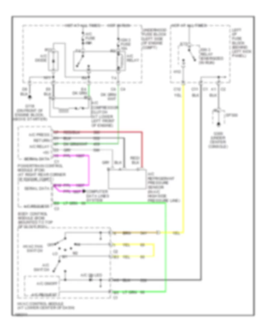 2.2L VIN F, Compressor Wiring Diagram, without Auto AC for Saturn L300 2004