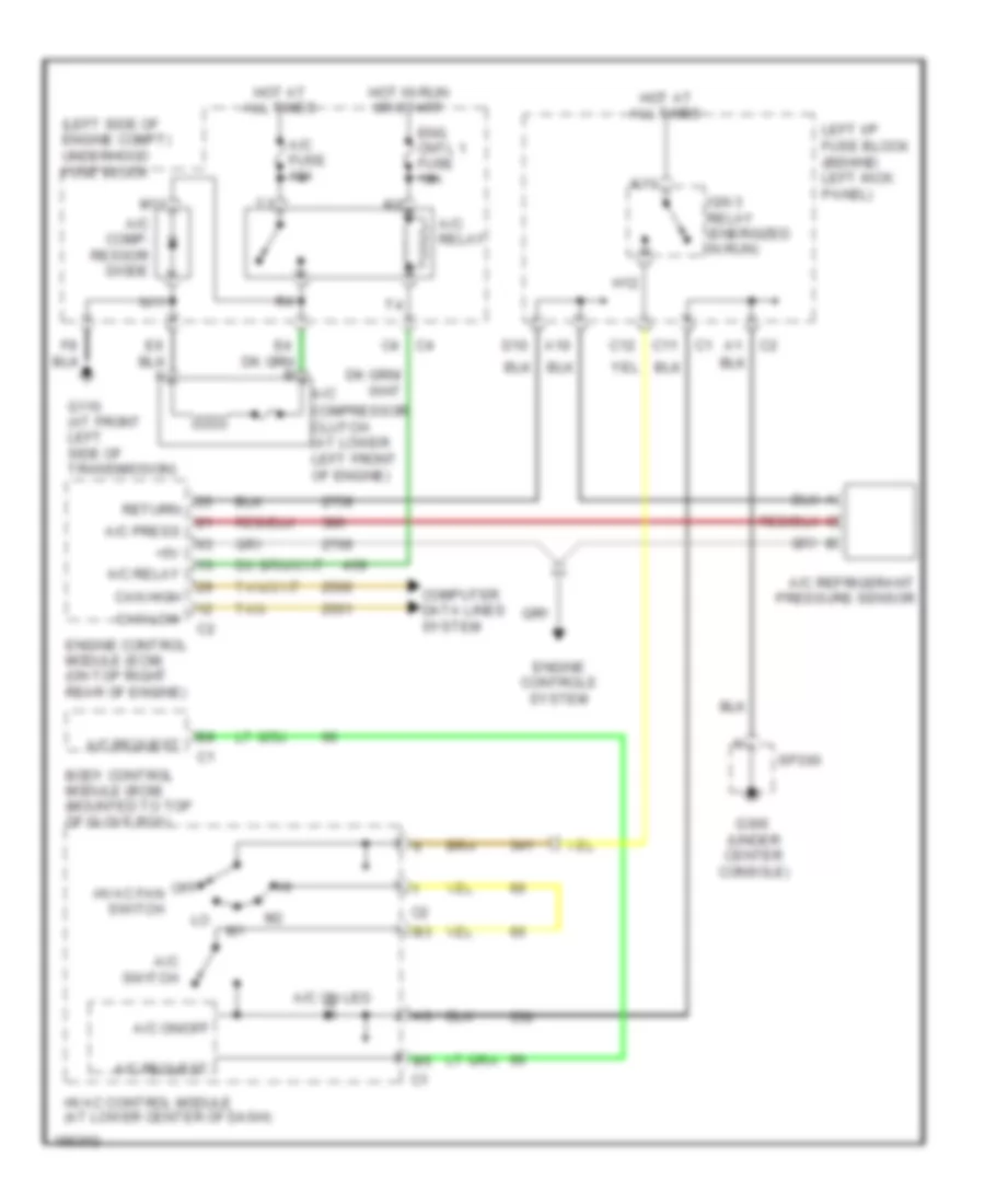 3.0L VIN R, Compressor Wiring Diagram, without Auto AC for Saturn L300 2004