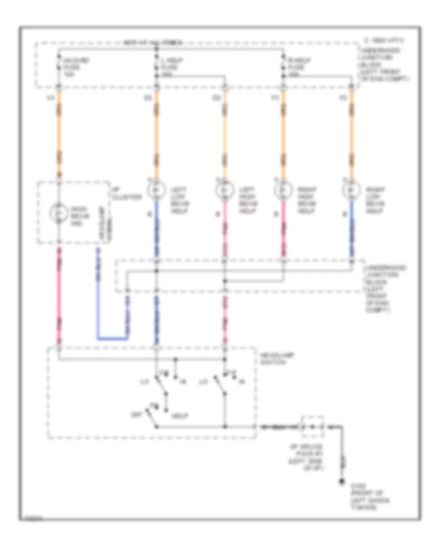Headlight Wiring Diagram, SC1, without DRL for Saturn SC1 1995