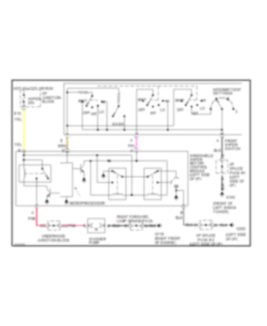 Электросхема передних стеклоочистителей дворников и омывателя лобового стекла для Saturn SC2 1995
