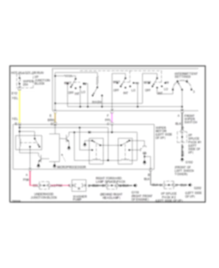 Электросхема переднего дворника стеклоочистителя и омывателя для Saturn SL 1996