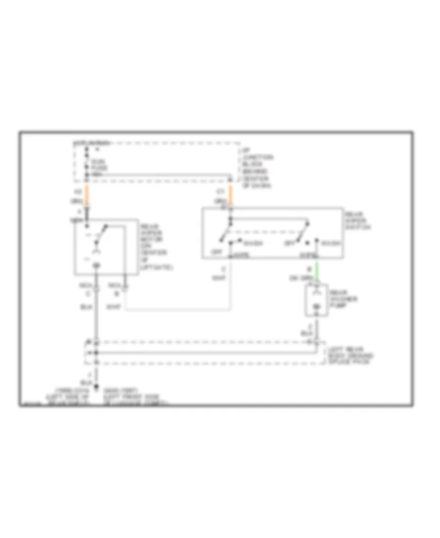 Электросхема заднего стеклоочистителя дворника и омывателя для Saturn SW2 1997