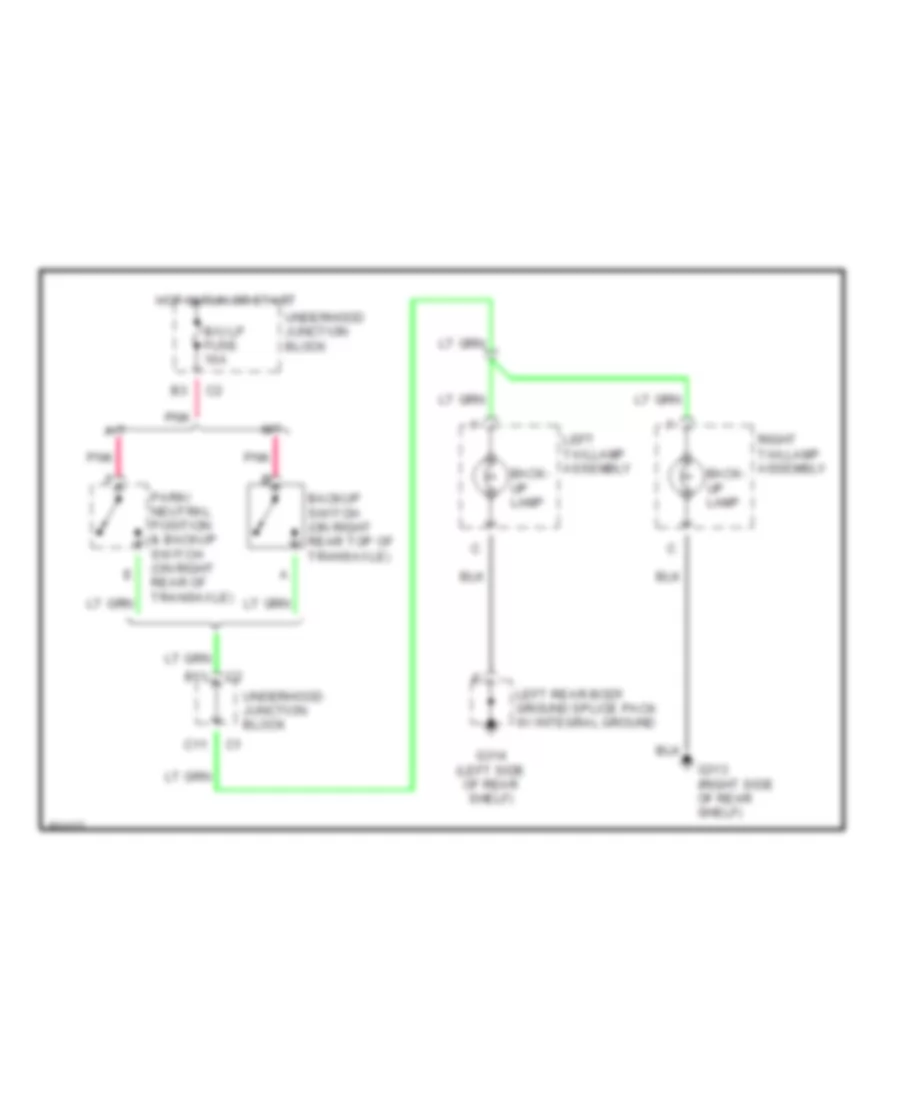 Back up Lamps Wiring Diagram for Saturn SL 1998