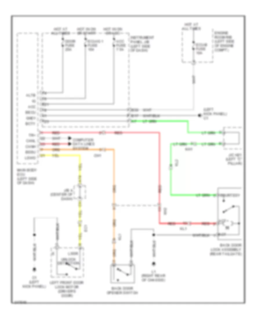 Trunk, Tailgate, Fuel Door Wiring Diagram for Scion xB 2013