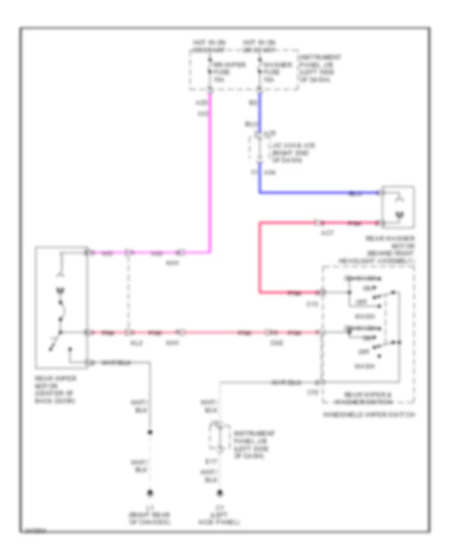 Rear Wiper Washer Wiring Diagram for Scion xB 2014
