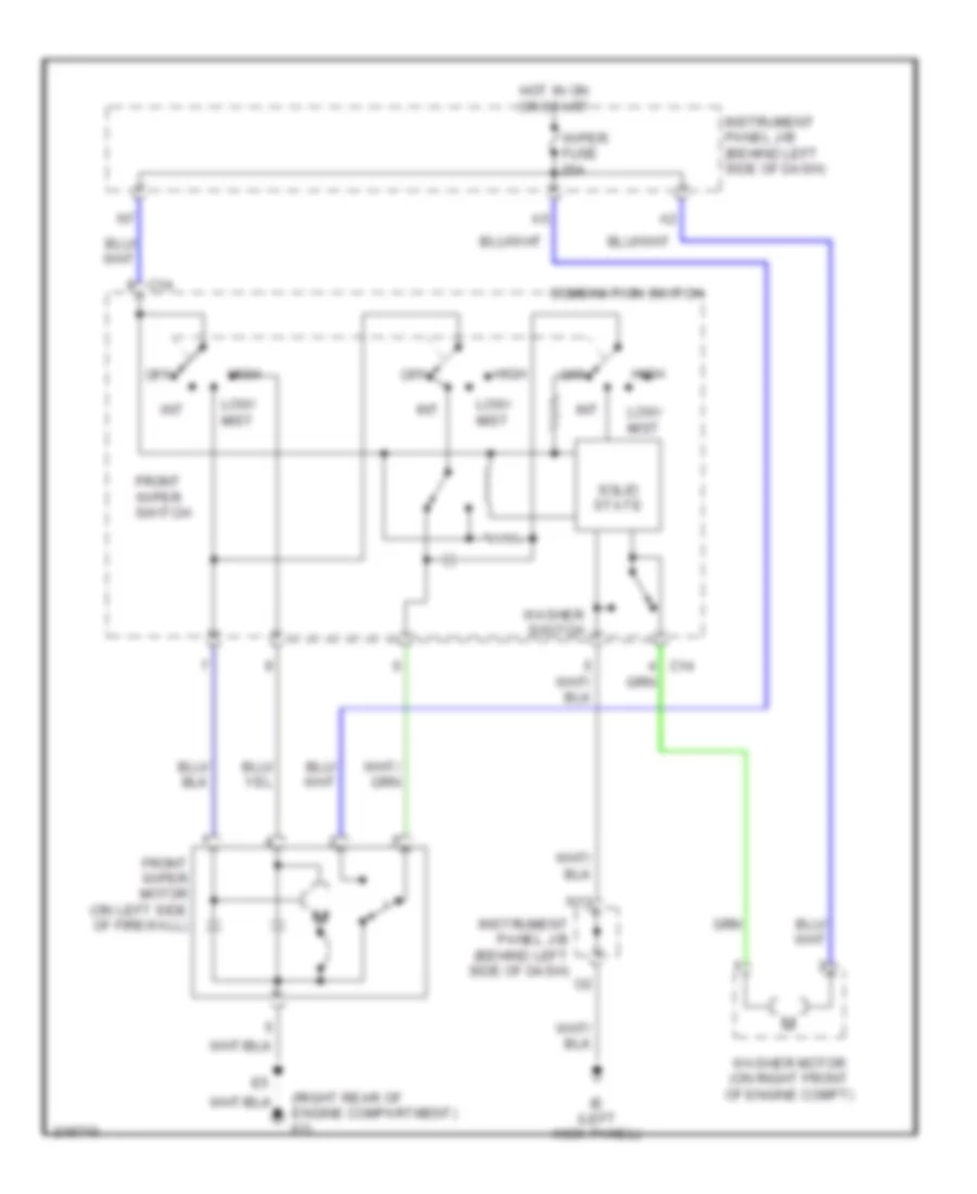 Электросхема передних стеклоочистителей дворников и омывателя лобового стекла для Scion xA 2005