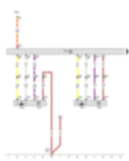 Wiring Diagram  SEAT ALHAMBRA 2009 - Driver door exterior handle contact sensor - Front passenger door exterior handle contact sensor - Entry and start authorisation control unit - Driver side aerial for entry and start system - Passenger side aerial for entry and start system