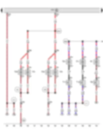 Wiring Diagram  SEAT ALHAMBRA 2012 - Onboard supply control unit - Front left footwell light - Front right footwell light - Glove compartment light - Front passenger side illuminated vanity mirror - Driver side illuminated vanity mirror - Rear left footwell light - Rear right footwell light