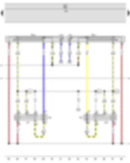 Wiring Diagram  SEAT ALHAMBRA 2003 - Left vent window switch - Right vent window switch - Multifunction unit control unit - Rear left vent window relay - Rear right vent window relay - Left vent window motor - Right vent window motor