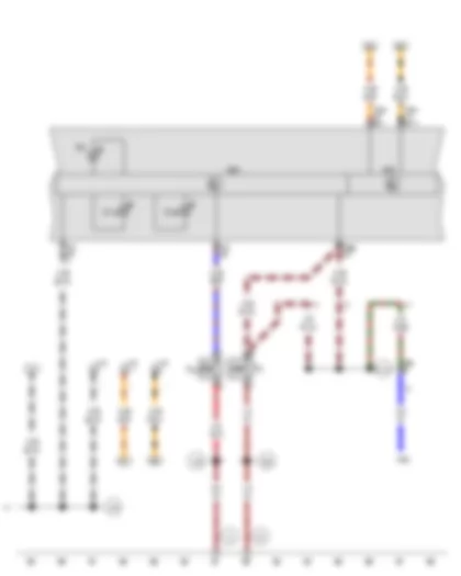 Wiring Diagram  SEAT ALHAMBRA 2003 - Handbrake warning switch - Brake fluid level warning contact - Control unit in dash panel insert - Data bus diagnostic interface - ABS warning lamp - Brake system warning lamp - ESP and TCS warning lamp