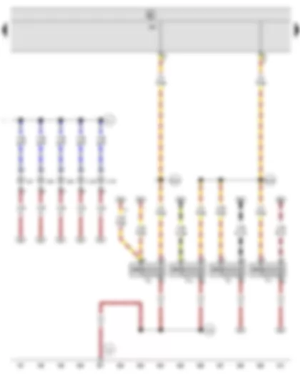 Wiring Diagram  SEAT ALHAMBRA 2002 - Driver door contact switch - Front passenger door contact switch - Rear left door contact switch - Rear right door contact switch - Dash panel left vent illumination bulb - Dash panel central vent illumination - Dash panel right vent illumination bulb - Left drinks holder illumination bulb - Right drinks holder illumination bulb