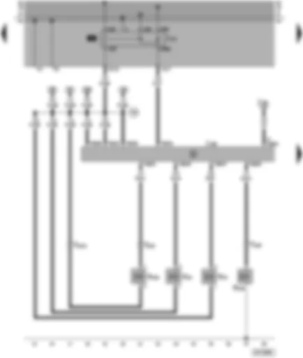 Wiring Diagram  SEAT ALHAMBRA 1997 - Diesel direct injection system control unit - commencment of injection valve - EGR valve - charge pressure control solenoid valve - fuel shut-off valve