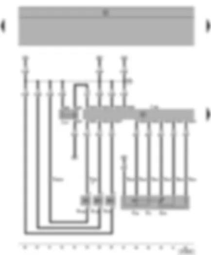 Wiring Diagram  SEAT ALHAMBRA 2000 - Diesel direct injection system control unit - commencement of injection valve - charge pressure control solenoid valve - terminal 30 voltage supply relay - exhaust gas recirculation - idling switch - accelerator pedal position sender