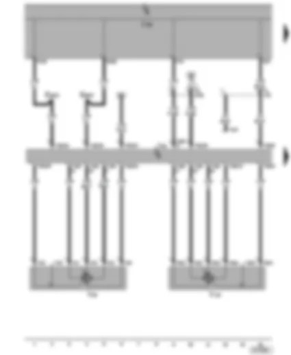 Wiring Diagram  SEAT ALHAMBRA 2001 - Air conditioning system control unit - temperature flap control motor - front air distribution control motor - self-diagnosis connection