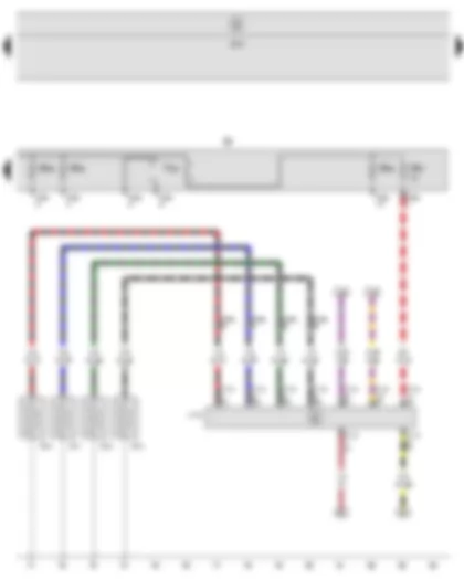 Wiring Diagram  SEAT ALTEA 2009 - Automatic glow period control unit - Glow plug 1 - Glow plug 2 - Glow plug 3 - Glow plug 4 - Fuse holder B - Push-in bridge