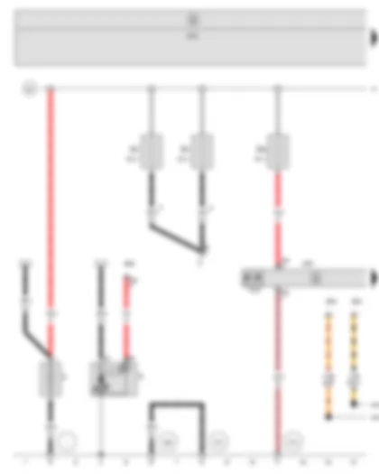 Wiring Diagram  SEAT ALTEA 2009 - Battery - Starter - Power steering control unit - Onboard supply control unit - Fuse 1 in fuse holder A - Fuse 2 in fuse holder A - Electromechanical power steering motor