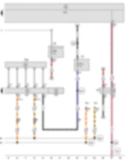 Wiring Diagram  SEAT ALTEA 2009 - Steering angle sender - Steering moment sender - Power steering control unit - Terminal 15 voltage supply relay 2 - Fuse holder B - Fuse holder C