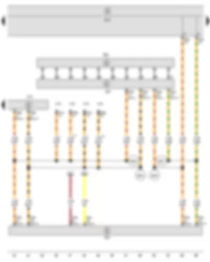 Wiring Diagram  SEAT ALTEA 2009 - Steering angle sender - Onboard supply control unit - Steering column electronics control unit - Data bus diagnostic interface - Control unit for cornering light and headlight range control