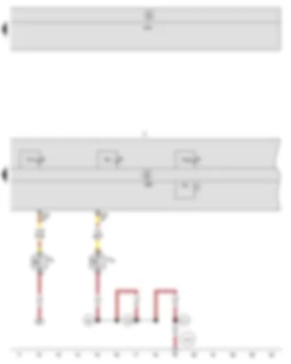 Wiring Diagram  SEAT ALTEA 2009 - Handbrake warning switch - Brake fluid level warning contact - Buzzer and gong - Control unit in dash panel insert - Onboard supply control unit - Dash panel insert - ABS warning lamp - Brake system warning lamp - ESP and TCS warning lamp