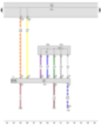 Электросхемa  SEAT ALTEA 2009 - Регулятор положения сдвижного люка - Клавиша управления люком - Блок управления сдвижного люка - Блок управления бортовой сети - Электродвигатель привода сдвижного люка