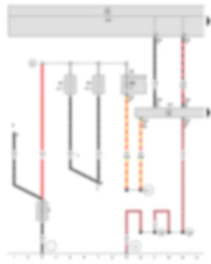 Wiring Diagram  SEAT ALTEA 2009 - Battery - Steering column electronics control unit - Fuse holder B