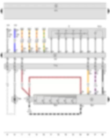 Wiring Diagram  SEAT ALTEA 2010 - Operating unit in steering wheel - Multifunction buttons on left in steering wheel - Horn plate - Steering column electronics control unit - Driver side airbag igniter - Ignition key withdrawal lock solenoid