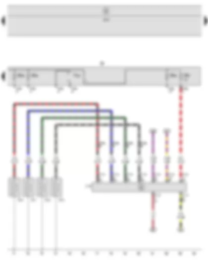 Wiring Diagram  SEAT ALTEA 2010 - Automatic glow period control unit - Glow plug 1 - Glow plug 2 - Glow plug 3 - Glow plug 4 - Fuse holder B - Push-in bridge