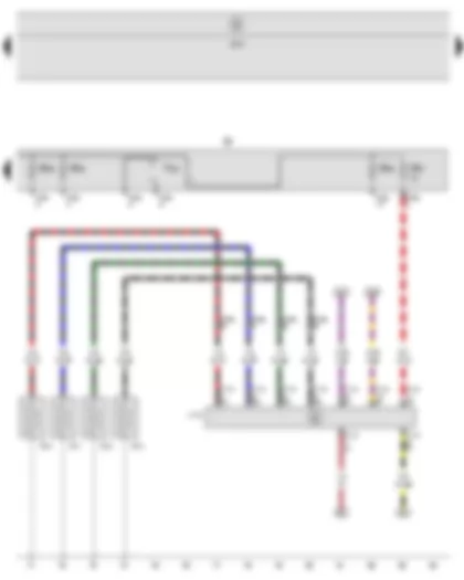 Wiring Diagram  SEAT ALTEA 2010 - Automatic glow period control unit - Glow plug 1 - Glow plug 2 - Glow plug 3 - Glow plug 4 - Fuse holder B - Push-in bridge